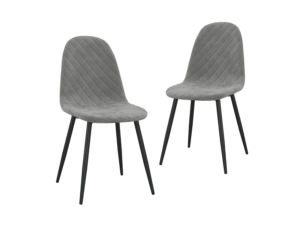 Chaise pieds métal noir et assise velours gris clair Skyla - Lot de 2