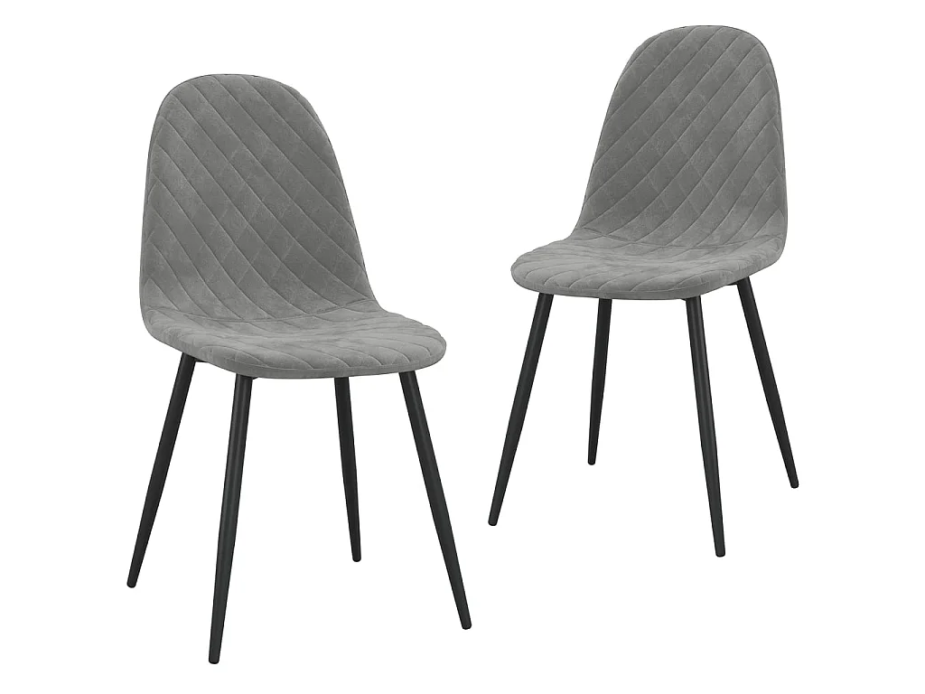 Chaise pieds métal noir et assise velours gris clair Skyla - Lot de 2