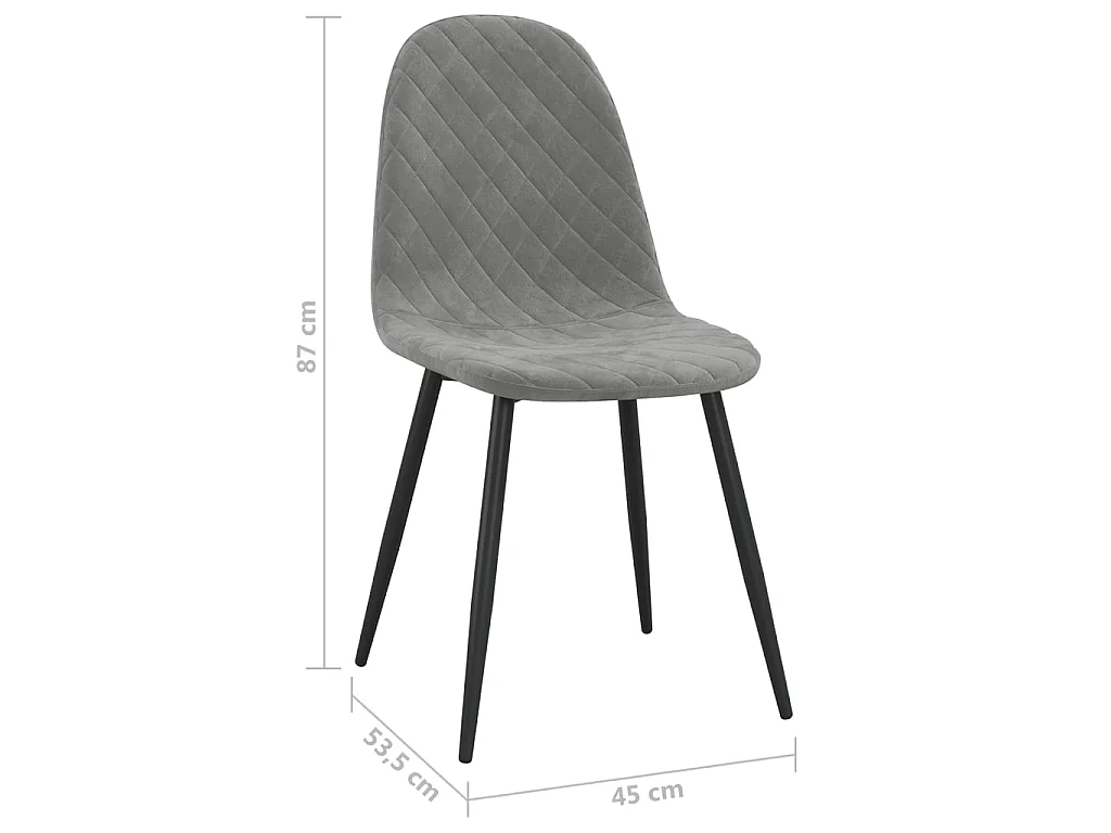 Chaise pieds métal noir et assise velours gris clair Skyla - Lot de 2