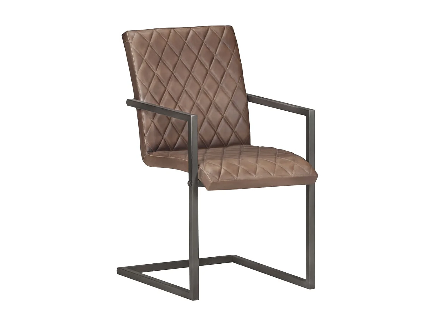 Chaises de salle à manger cantilever 4pcs Marron Cuir véritable 2