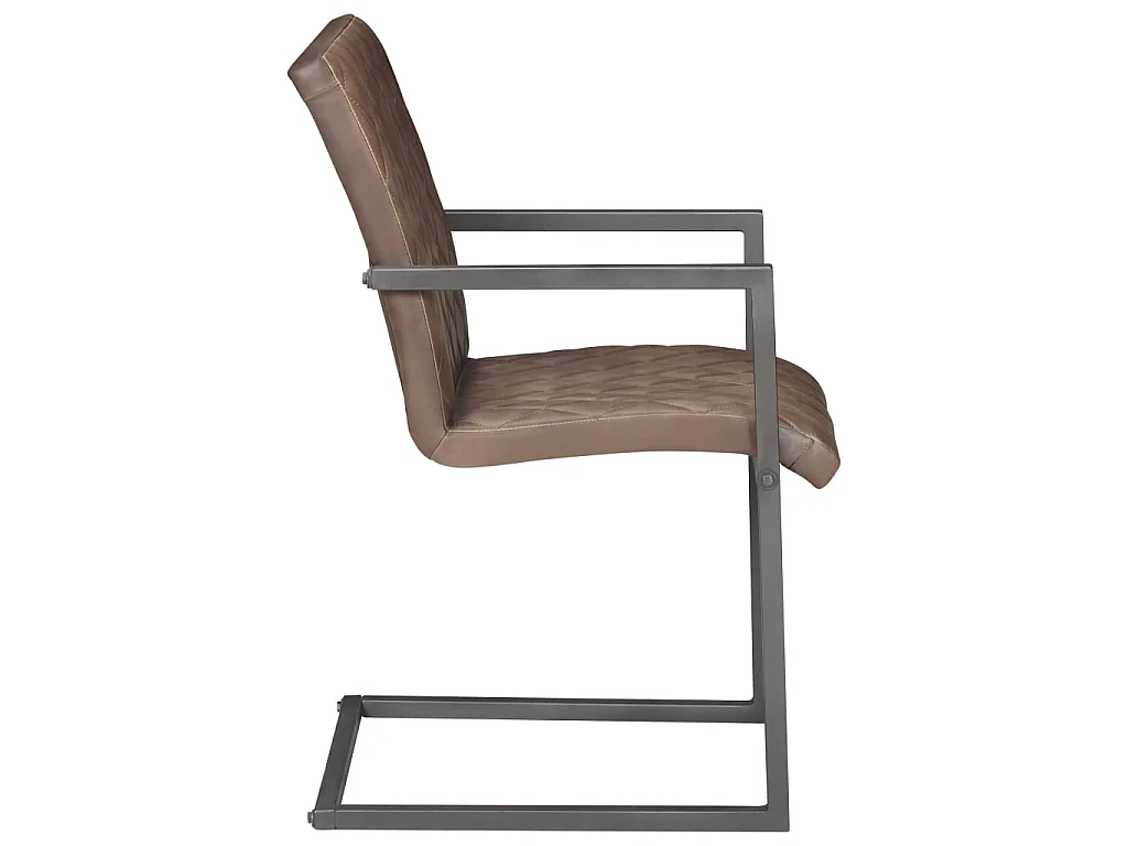 Chaises de salle à manger cantilever 4pcs Marron Cuir véritable 2