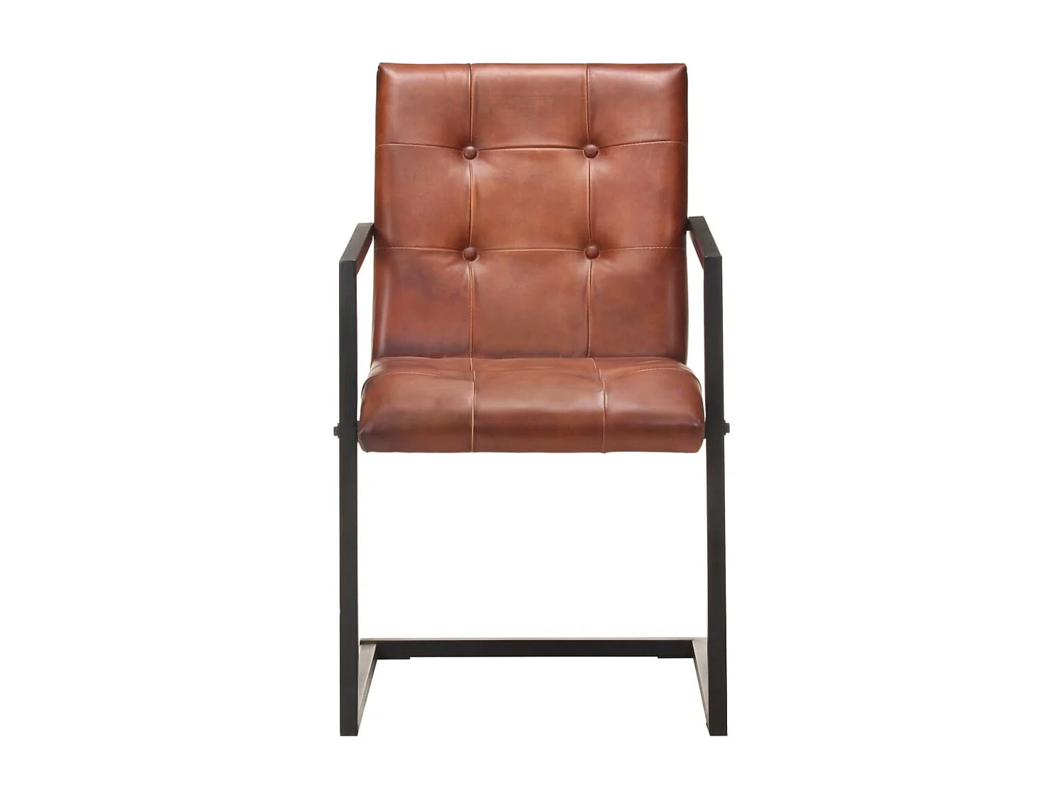 Chaises de salle à manger cantilever 2pcs Marron Cuir véritable 2