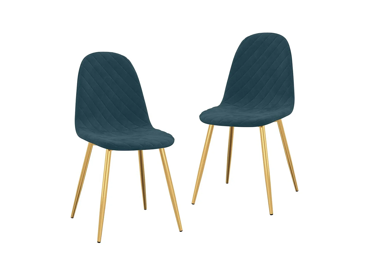 Chaise pieds métal doré et assise velours bleu Skyla - Lot de 2