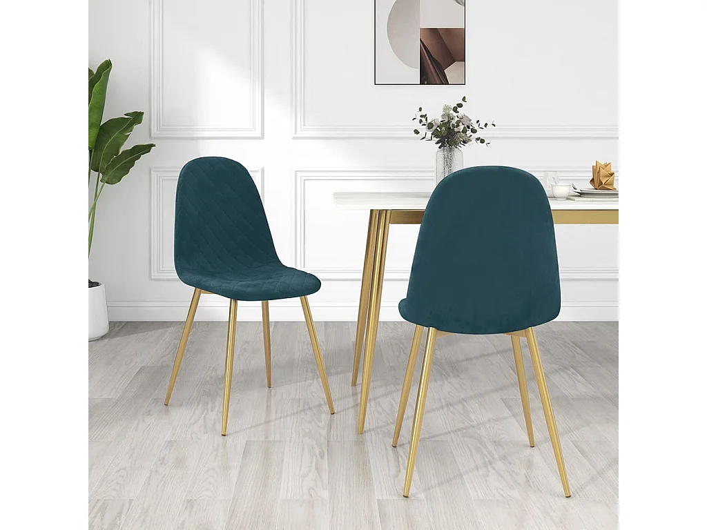 Eetkamerstoelen 2 st fluweel blauw
