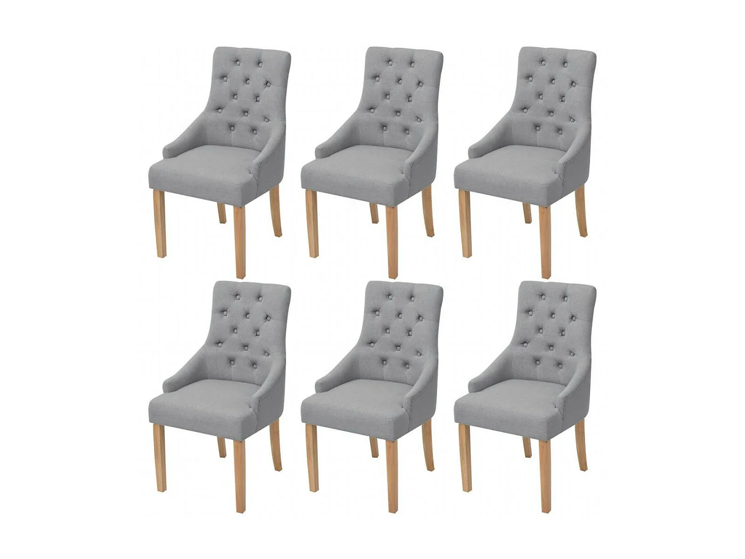 Chaises de salle à manger 6 pcs Gris clair Tissu 10