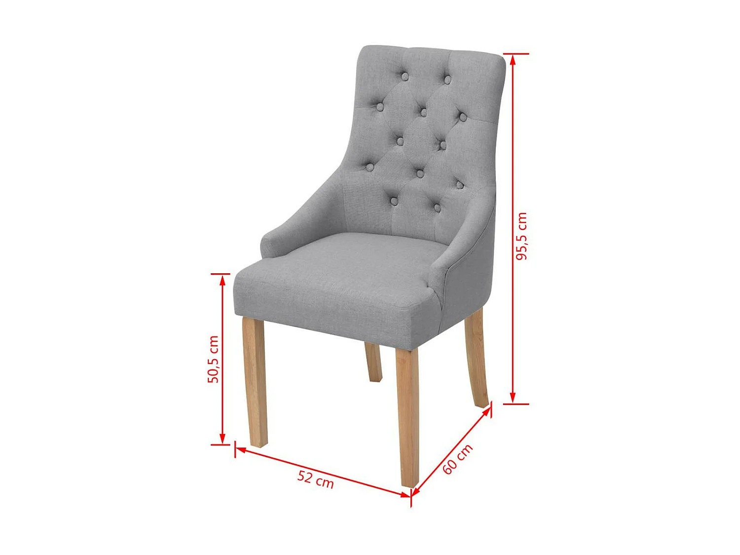 Chaises de salle à manger 6 pcs Gris clair Tissu 10