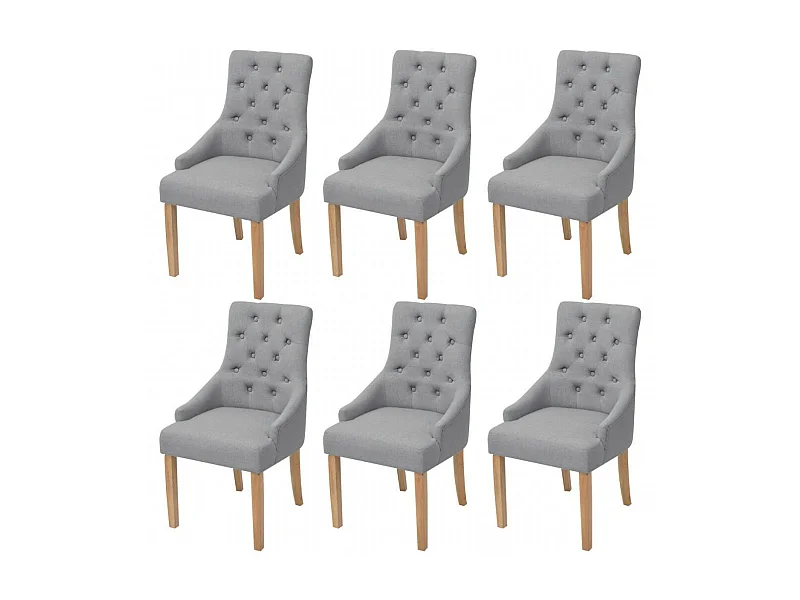 Chaises de salle à manger 6 pcs Gris clair Tissu 10