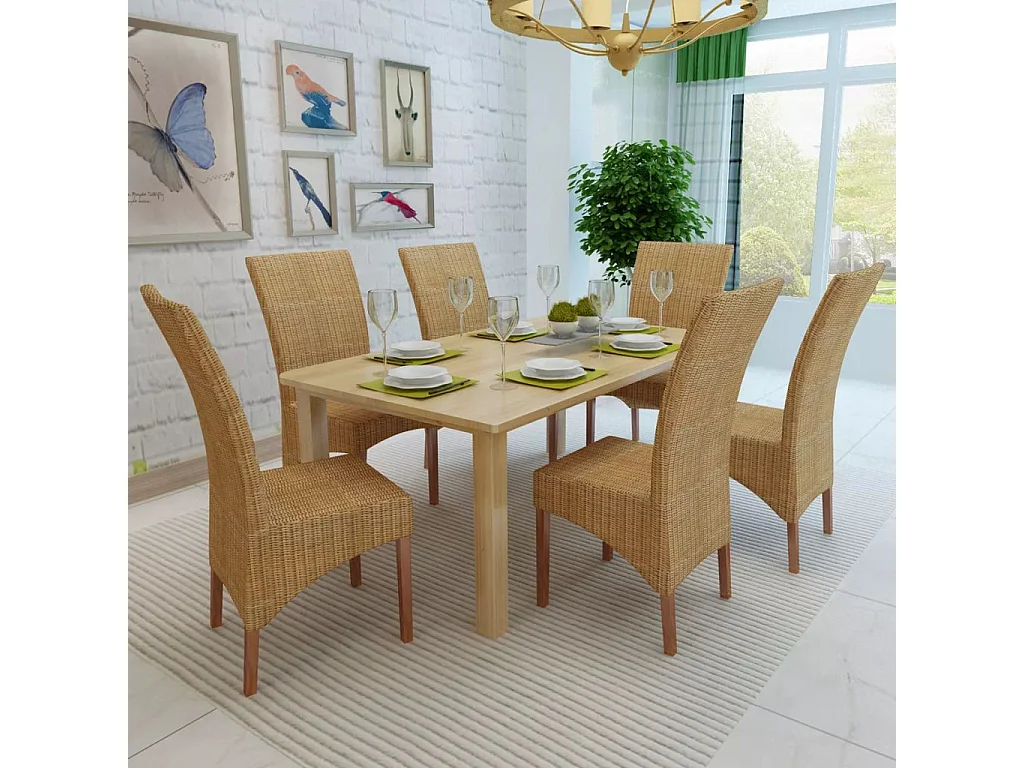 Chaises de salle à manger 6 pcs Marron Rotin naturel 3