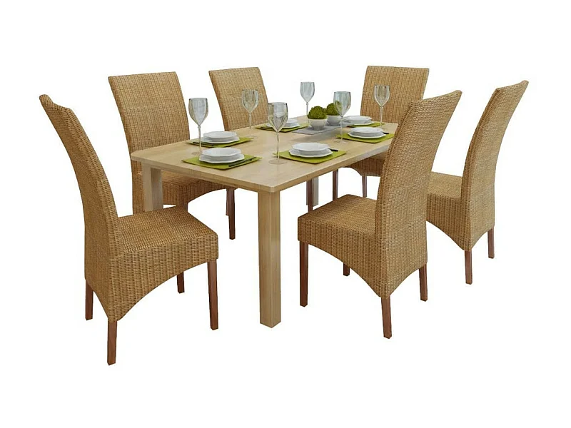 Chaises de salle à manger 6 pcs Marron Rotin naturel 3