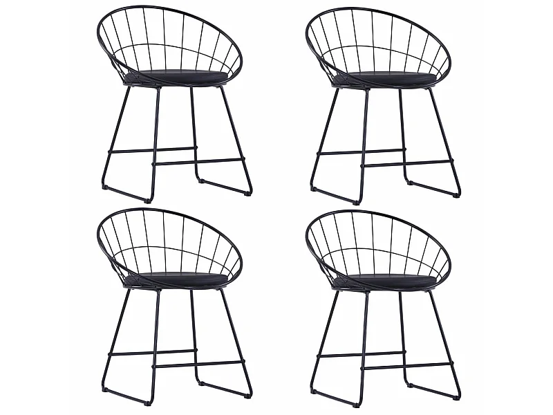 Chaises de salle à manger Similicuir 4 pcs Noir Acier