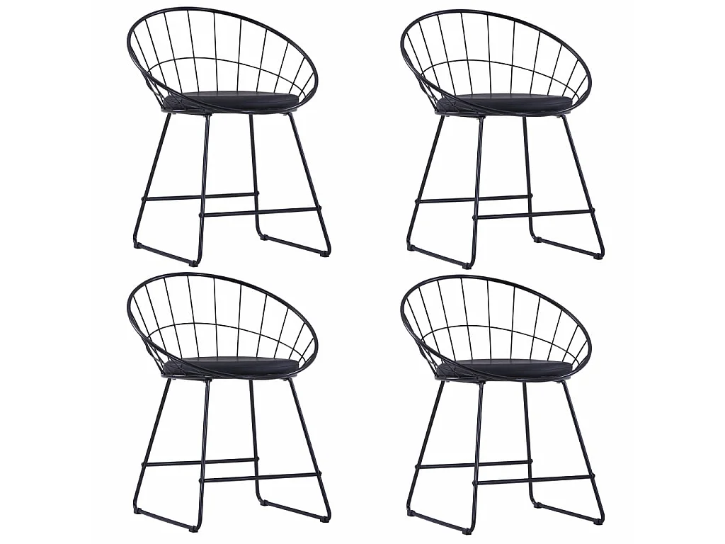 Chaises de salle à manger Similicuir 4 pcs Noir Acier