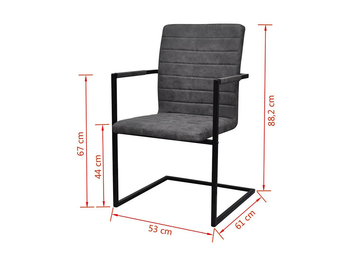 Chaises de salle à manger cantilever 4 pcs Gris Similicuir 2