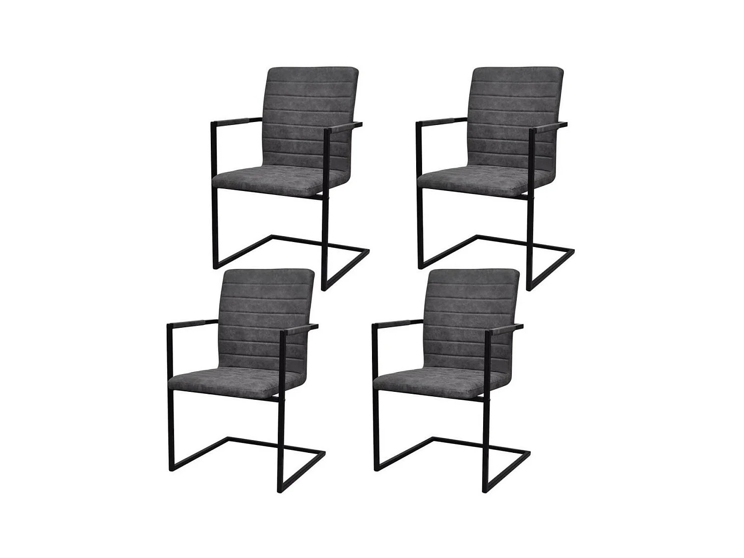 Chaises de salle à manger cantilever 4 pcs Gris Similicuir 2