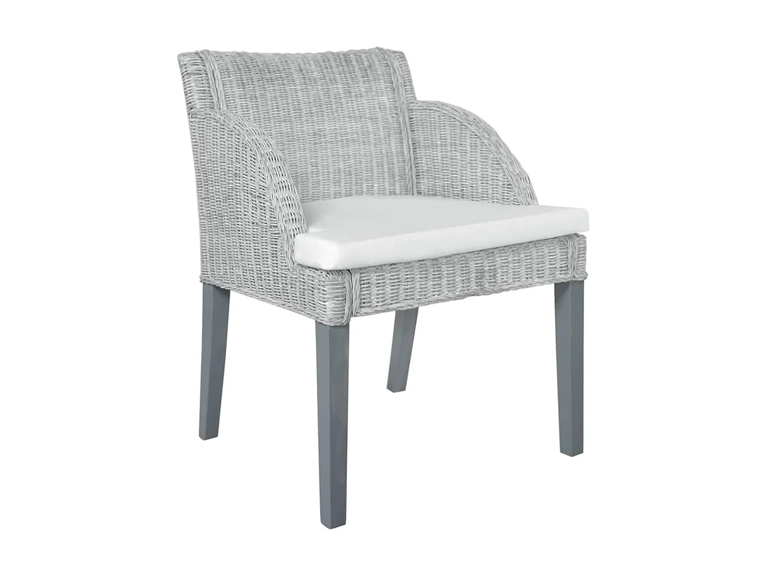 Chaises à dîner avec coussins 2 pcs Gris Rotin naturel
