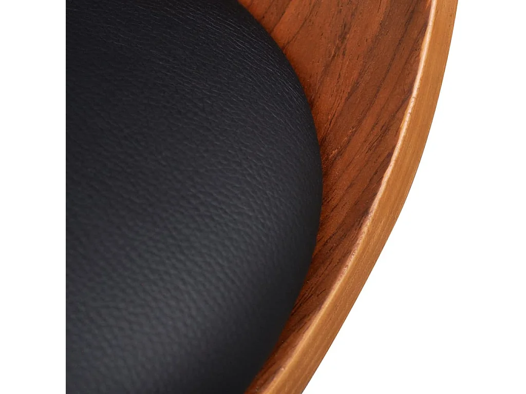 Chaise de salle à manger bois marron courbé et similicuir noir Kobaly