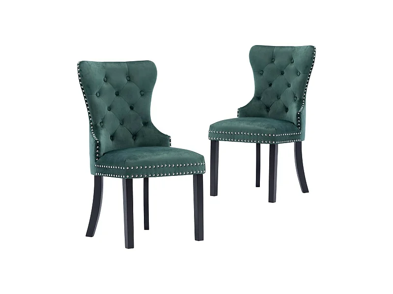 Chaises de salle à manger 2 pcs Vert foncé Velours Konfa