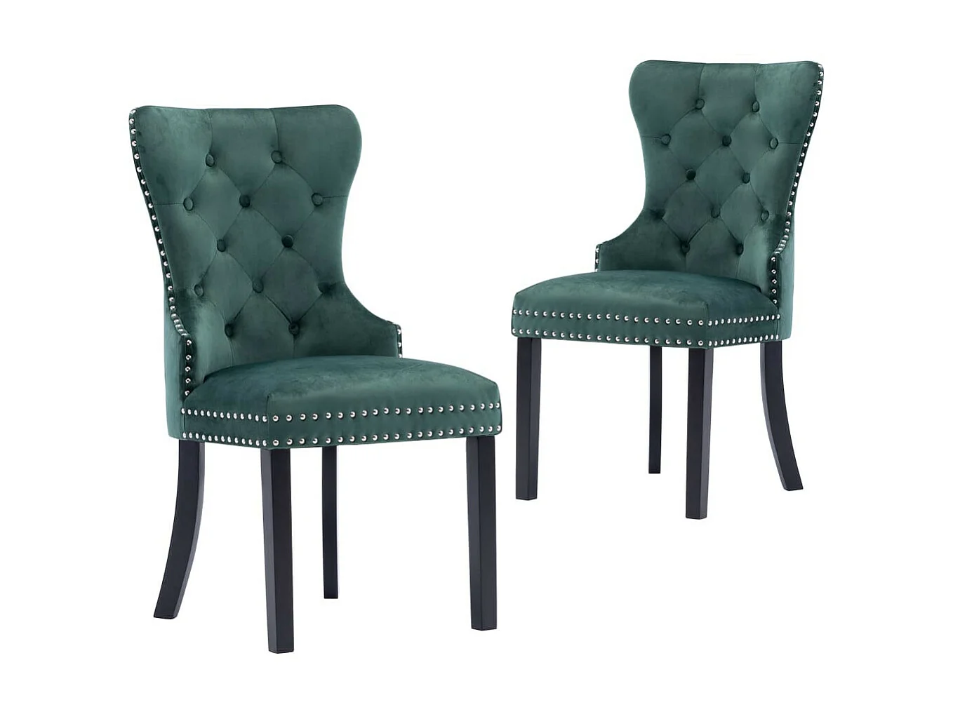 Chaises de salle à manger 2 pcs Vert foncé Velours Konfa
