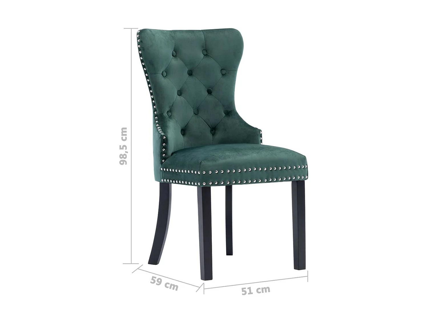 Chaises de salle à manger 2 pcs Vert foncé Velours Konfa