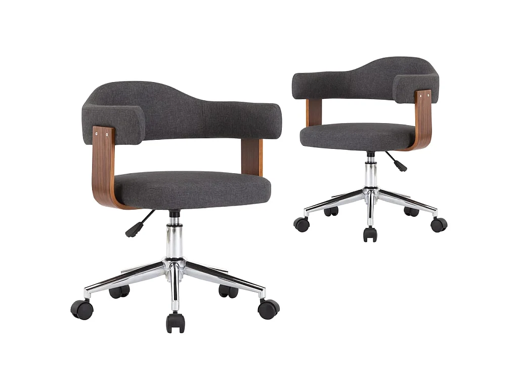 Chaises pivotantes à dîner 2 pcs Gris Bois courbé et tissu