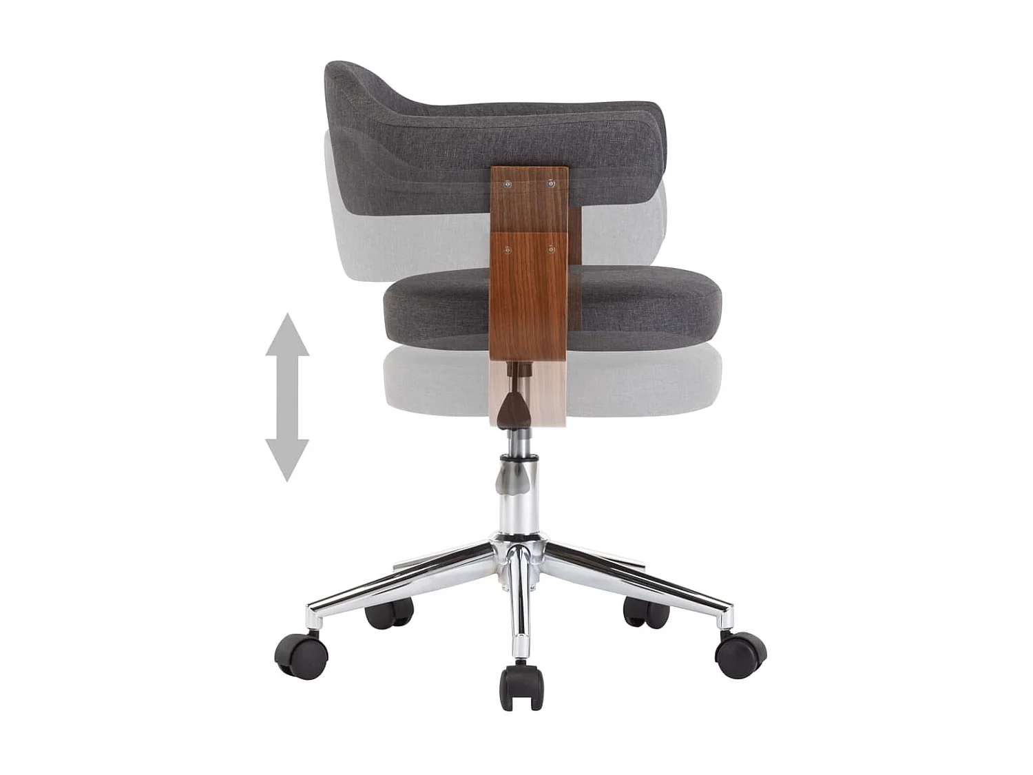 Chaises pivotantes à dîner 2 pcs Gris Bois courbé et tissu