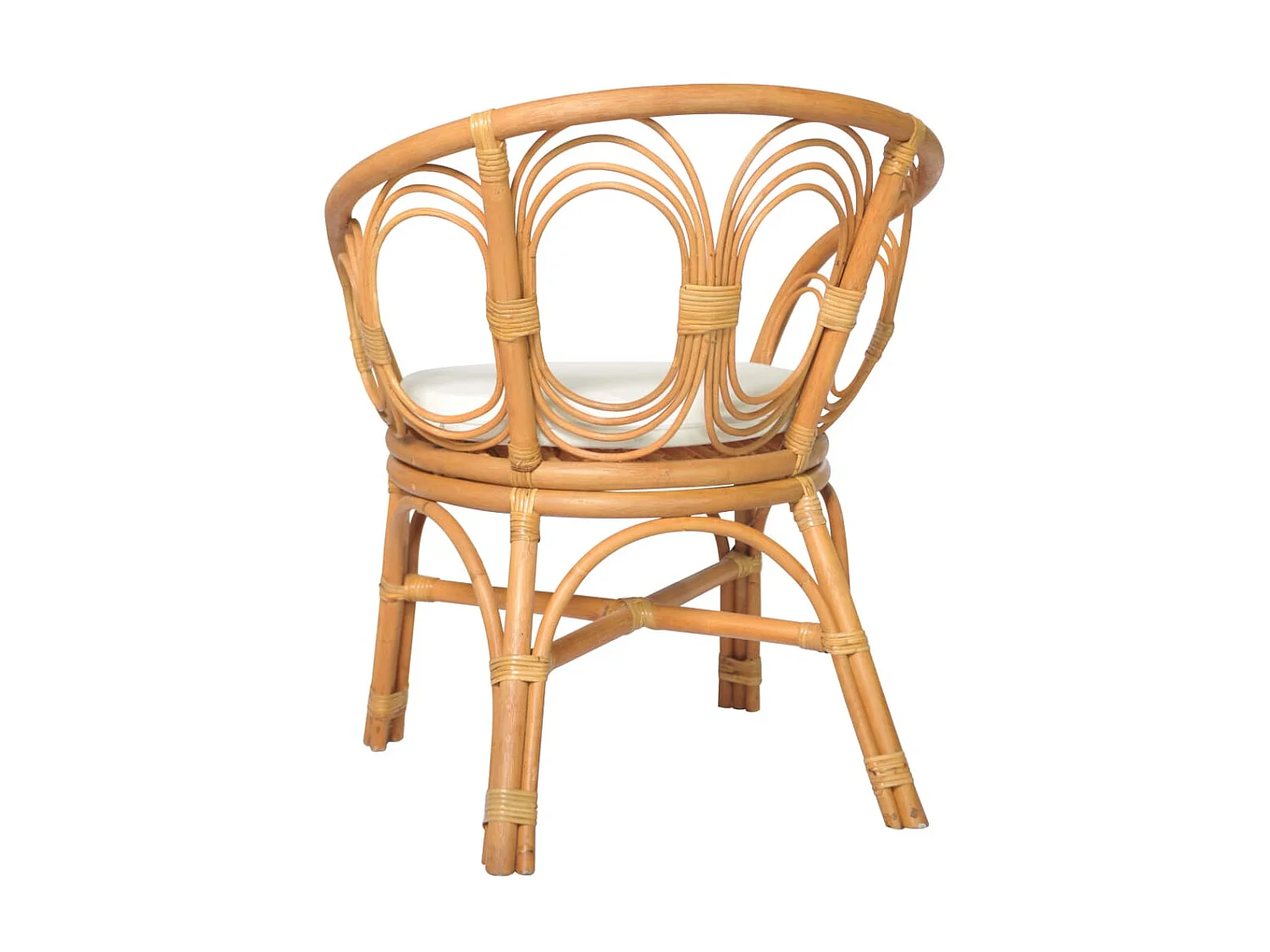 Chaise à diner avec coussin marron clair Rotin naturel et lin