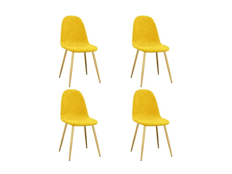 Chaise pieds métal doré et assise velours jaune Skyla - Lot de 4