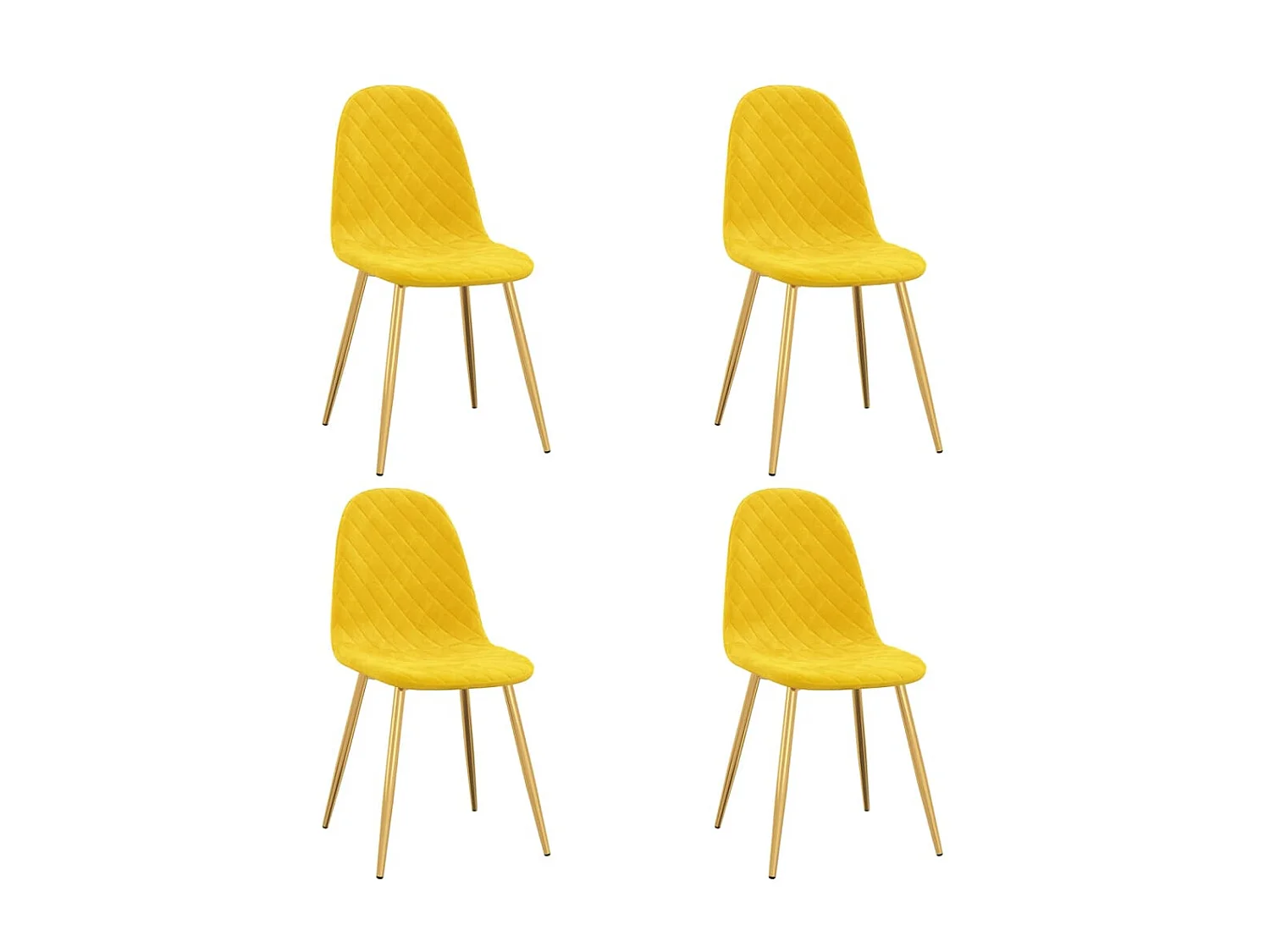 Chaise pieds métal doré et assise velours jaune Skyla - Lot de 4