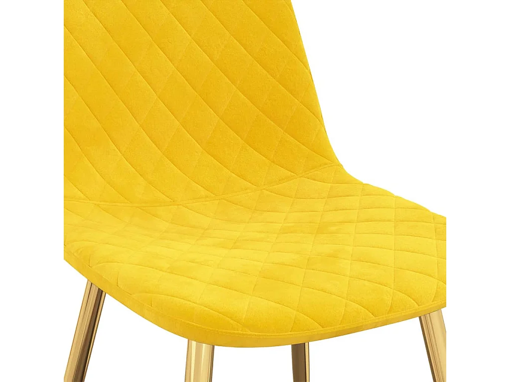 Chaise pieds métal doré et assise velours jaune Skyla - Lot de 4