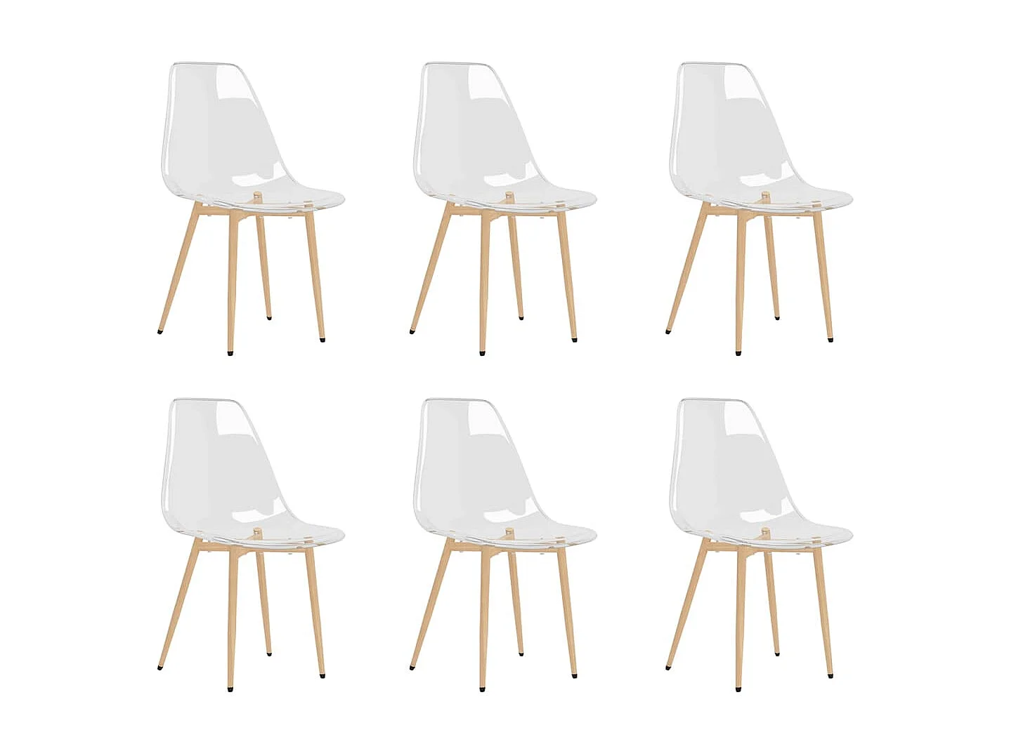 Chaises assise transparente et bois clair Penyla - Lot de 6