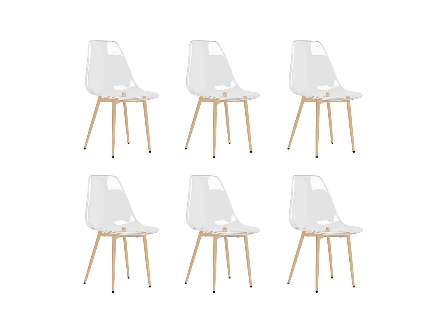 Chaises assise transparente et bois clair Penyla - Lot de 6