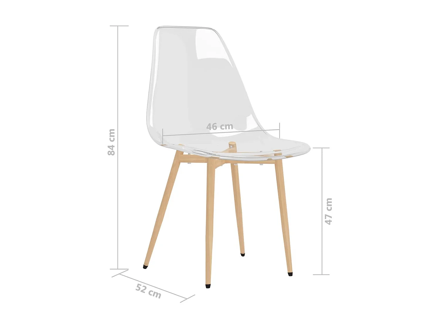 Chaises assise transparente et bois clair Penyla - Lot de 6