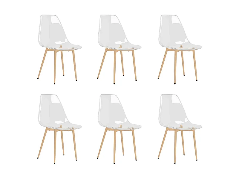 Chaises assise transparente et bois clair Penyla - Lot de 6