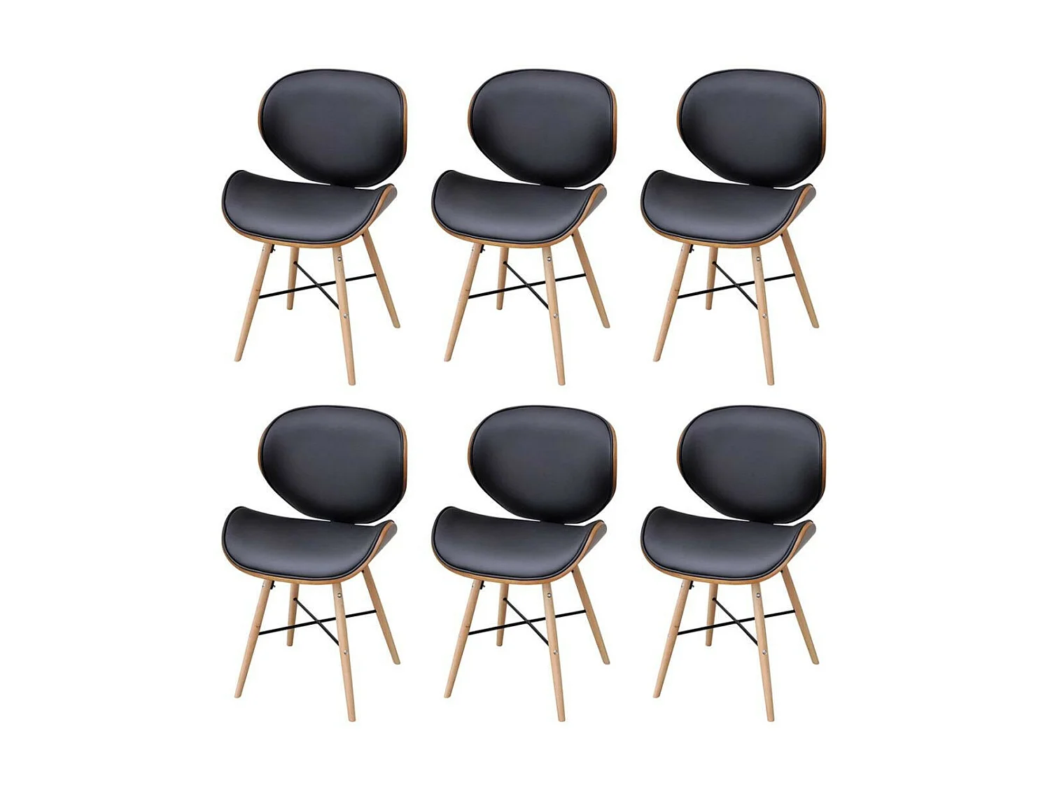 Chaises de salle à manger 6 pcs Similicuir et bois courbé