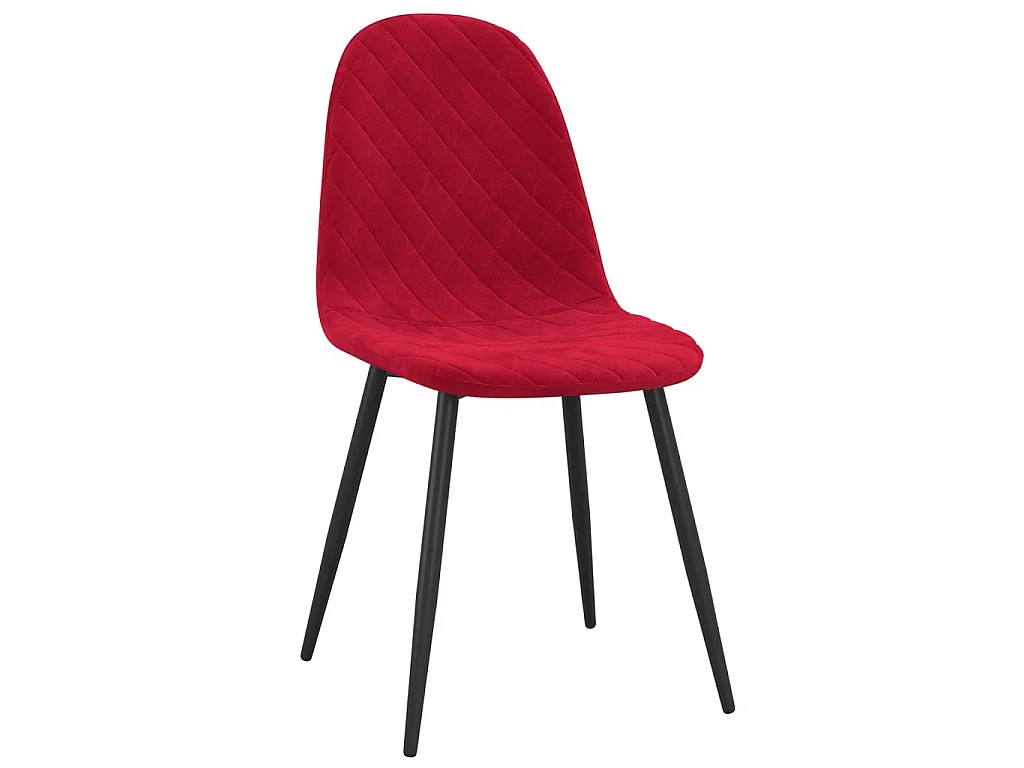 Chaise pieds métal noir et assise velours rouge bordeaux Skyla - Lot de 2