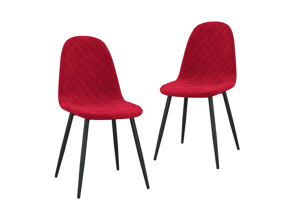 Chaise pieds métal noir et assise velours rouge bordeaux Skyla - Lot de 2