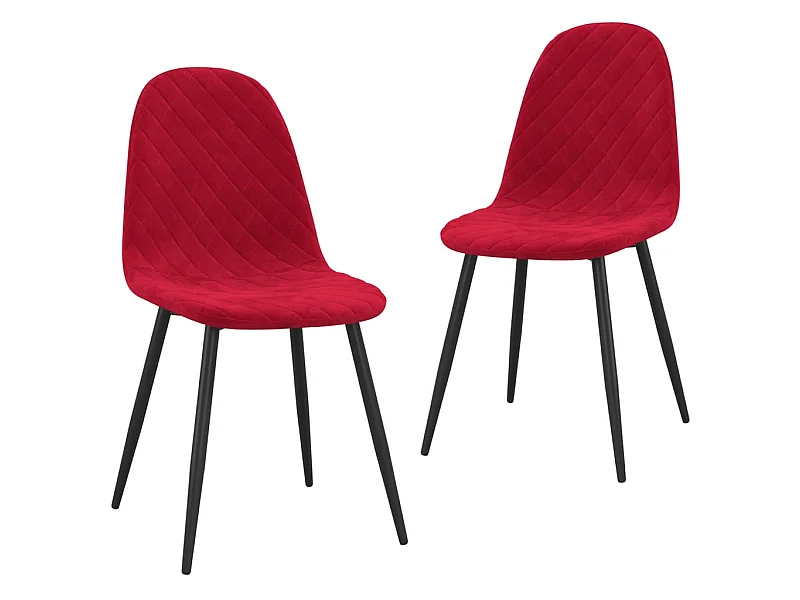 Chaise pieds métal noir et assise velours rouge bordeaux Skyla - Lot de 2