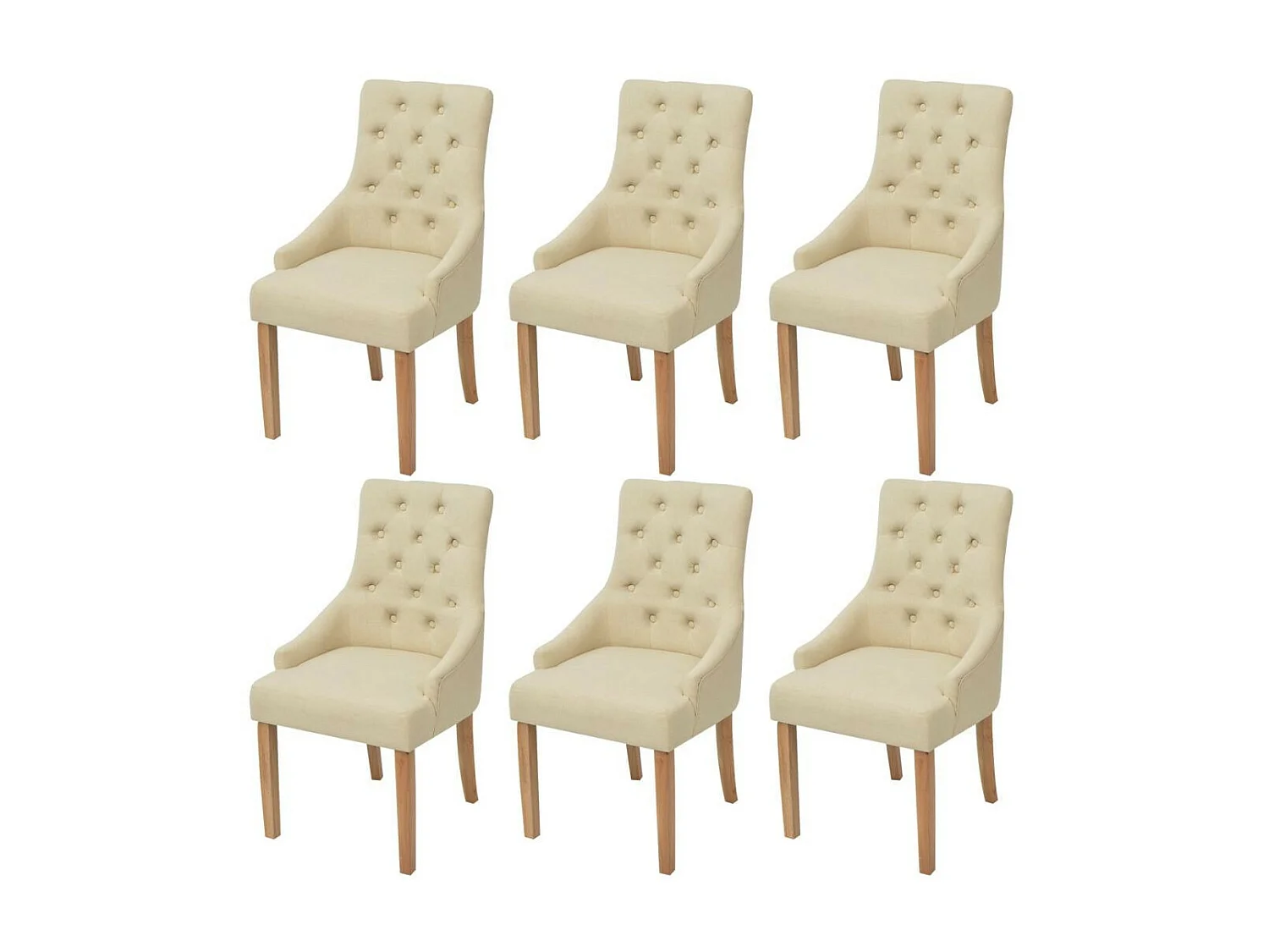 Chaises de salle à manger 6 pcs Crème Tissu 8