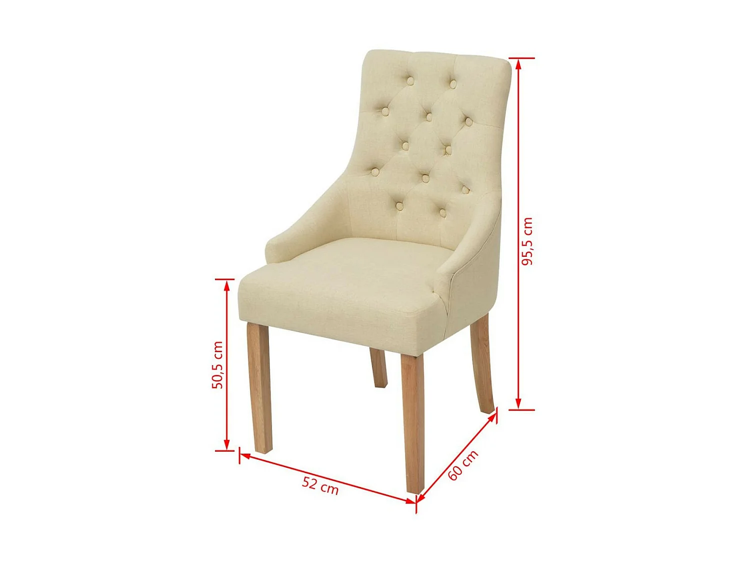 Chaises de salle à manger 6 pcs Crème Tissu 8