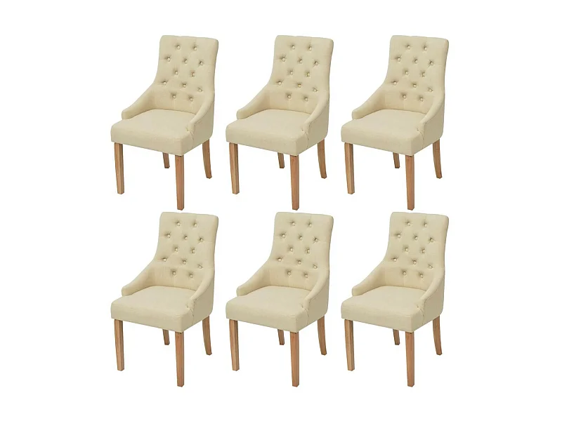 Chaises de salle à manger 6 pcs Crème Tissu 8