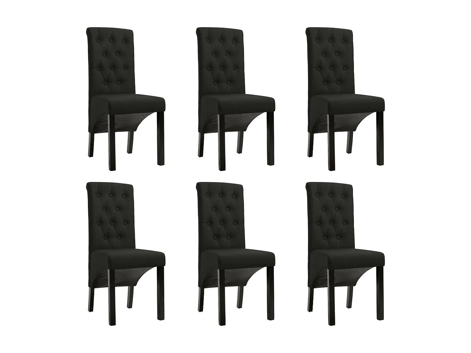 Chaises de salle à manger 6 pcs Noir Tissu 5