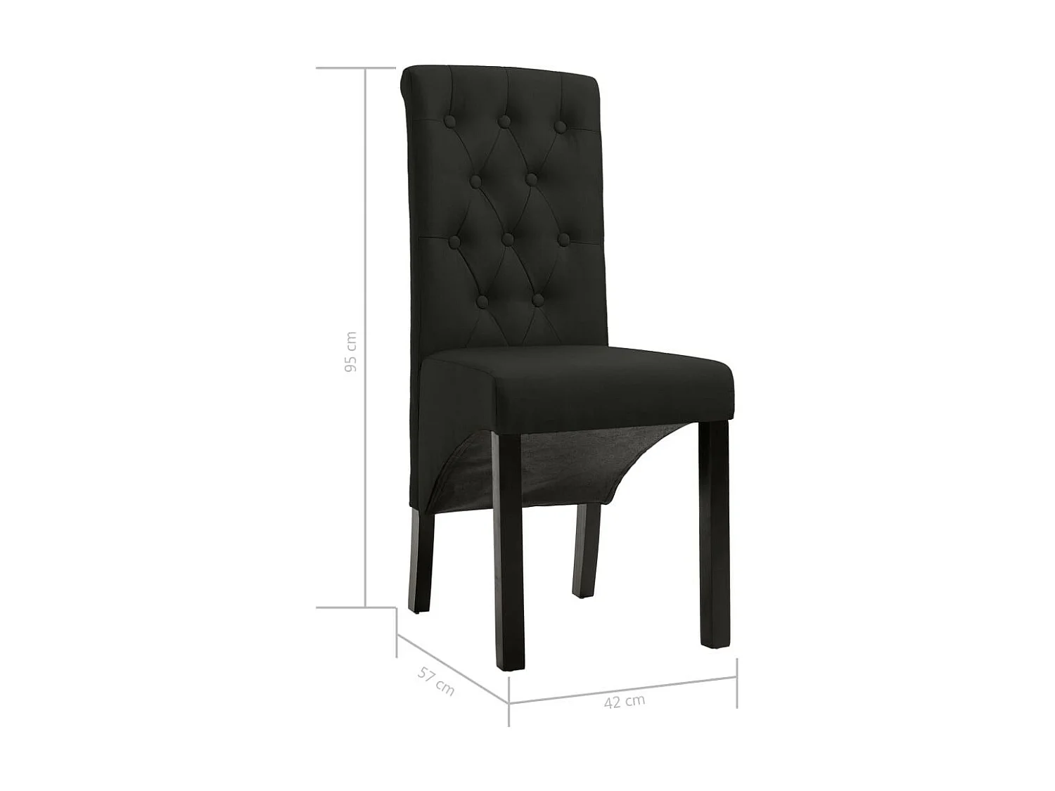Chaises de salle à manger 6 pcs Noir Tissu 5