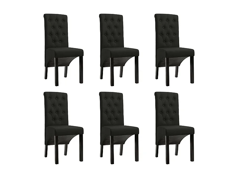 Chaises de salle à manger 6 pcs Noir Tissu 5