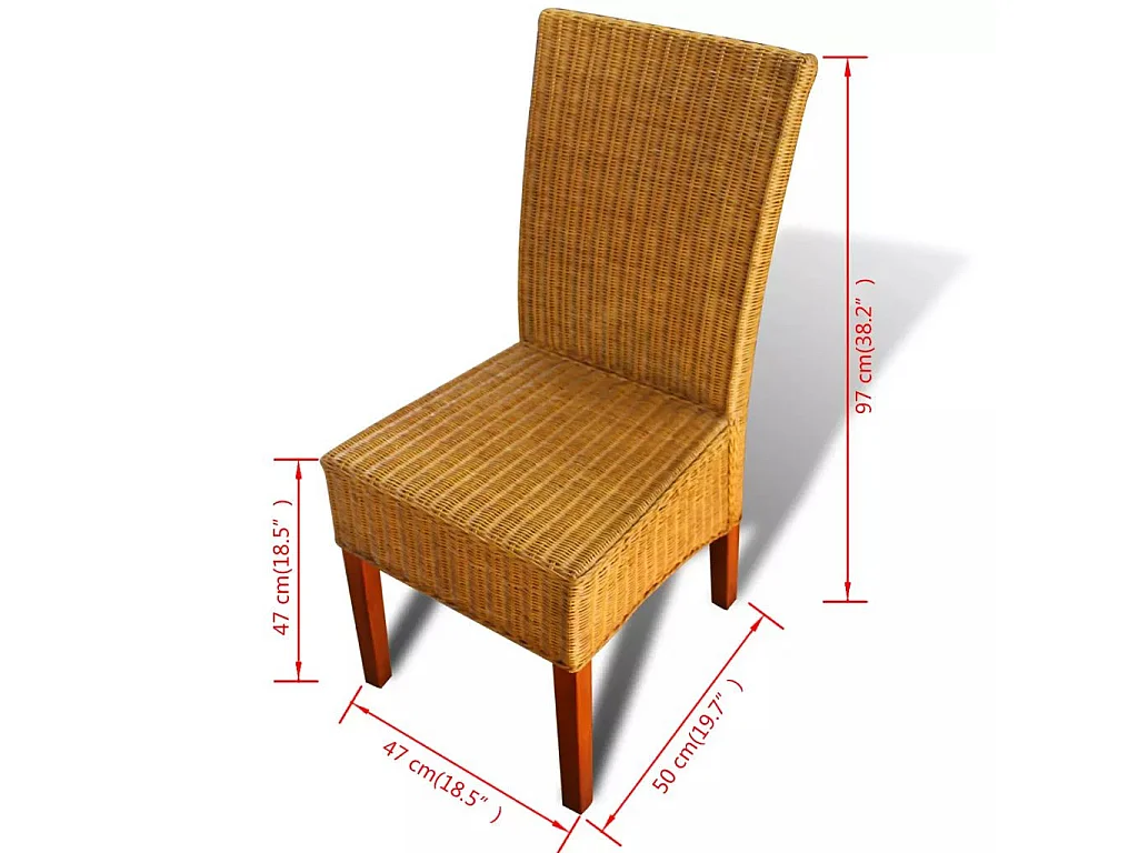 Chaises de salle à manger 4 pcs Marron Rotin naturel