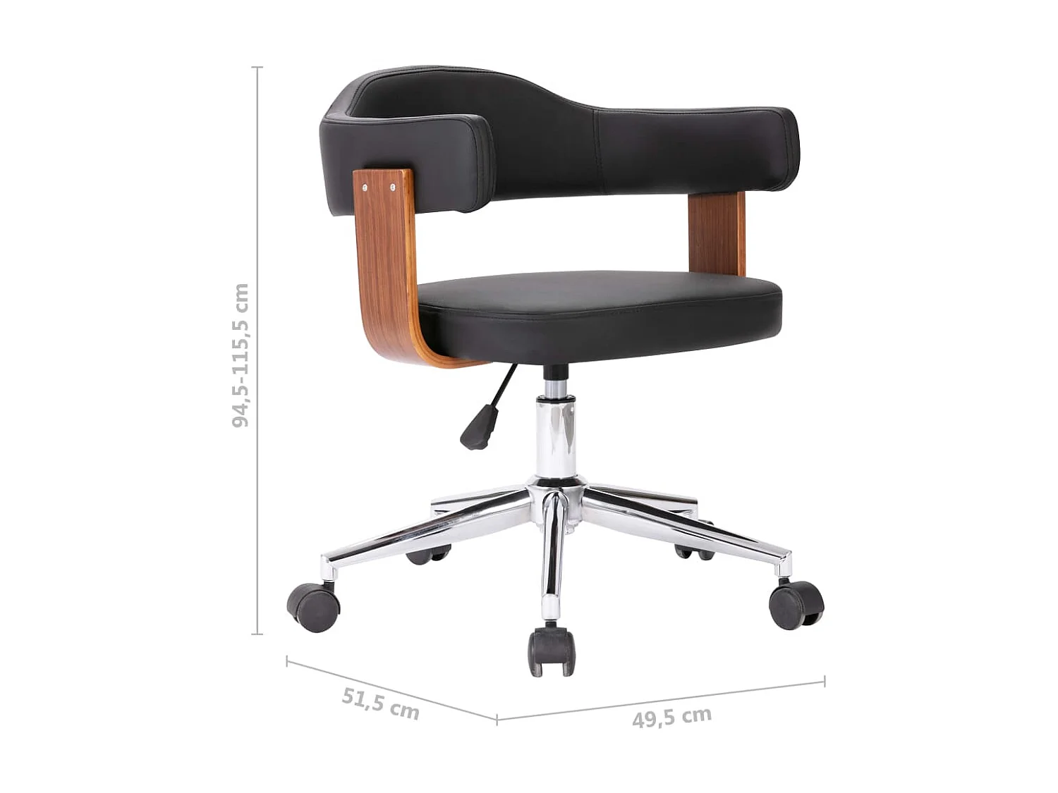 Chaises pivotantes à dîner 2 pcs Noir Bois courbé et similicuir