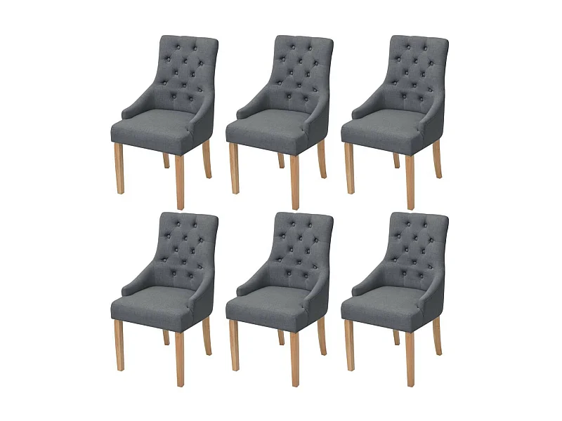 Chaises de salle à manger 6 pcs Gris foncé Tissu