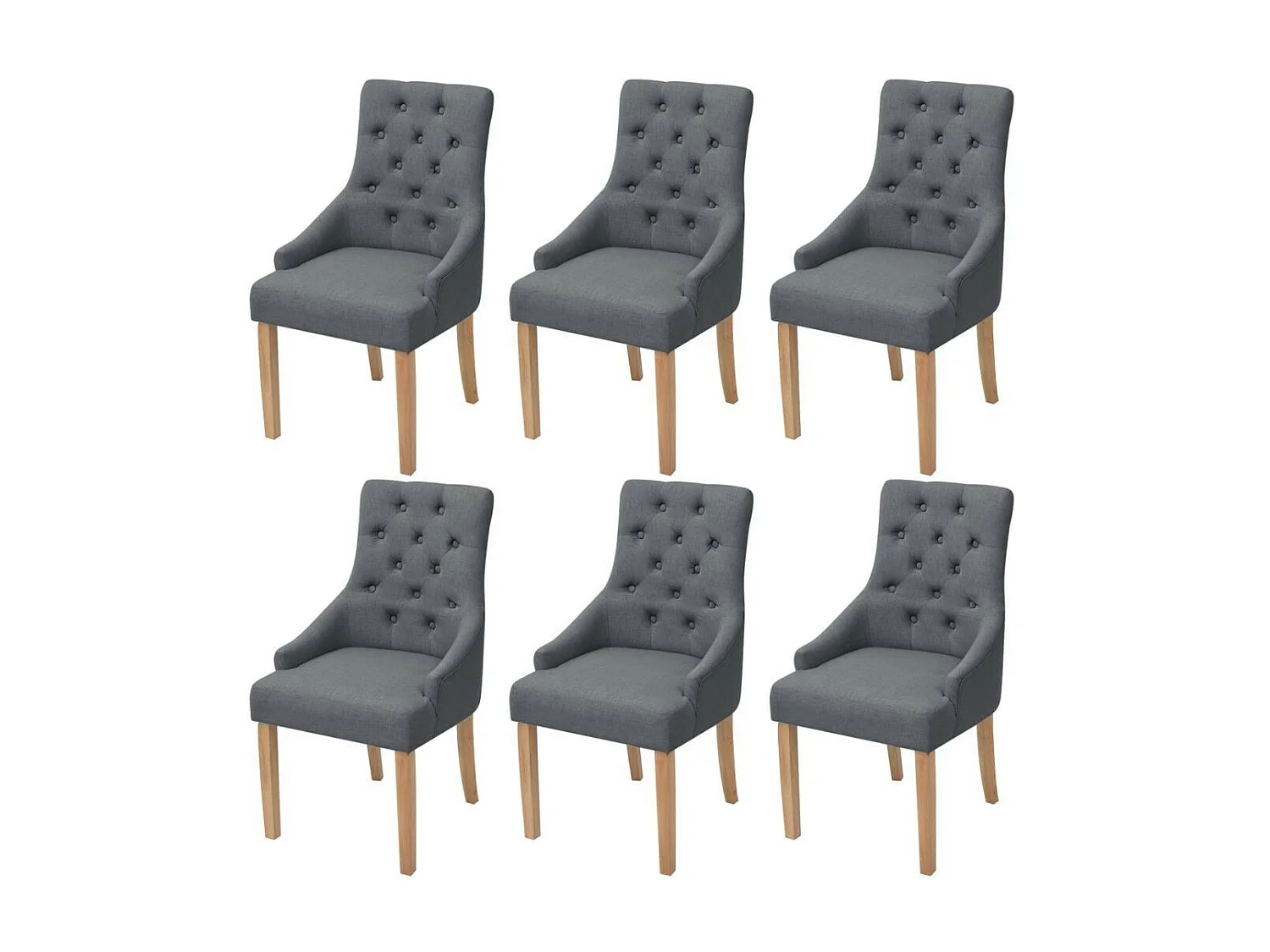 Chaises de salle à manger 6 pcs Gris foncé Tissu
