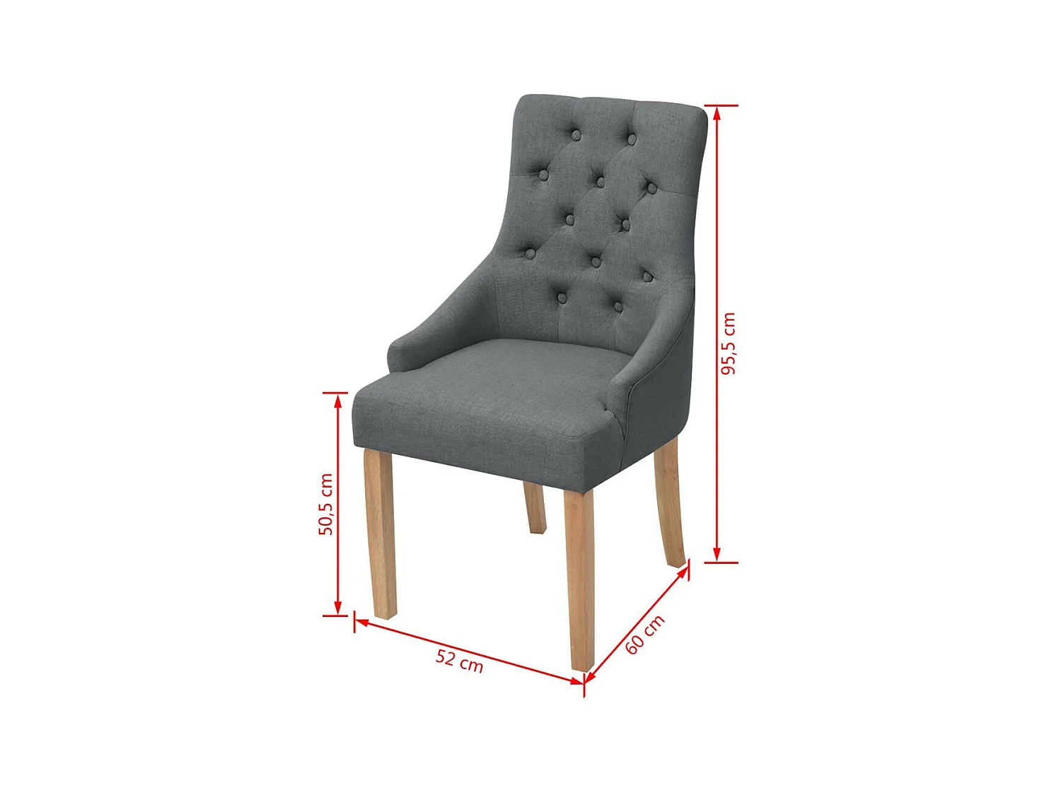 Chaises de salle à manger 6 pcs Gris foncé Tissu