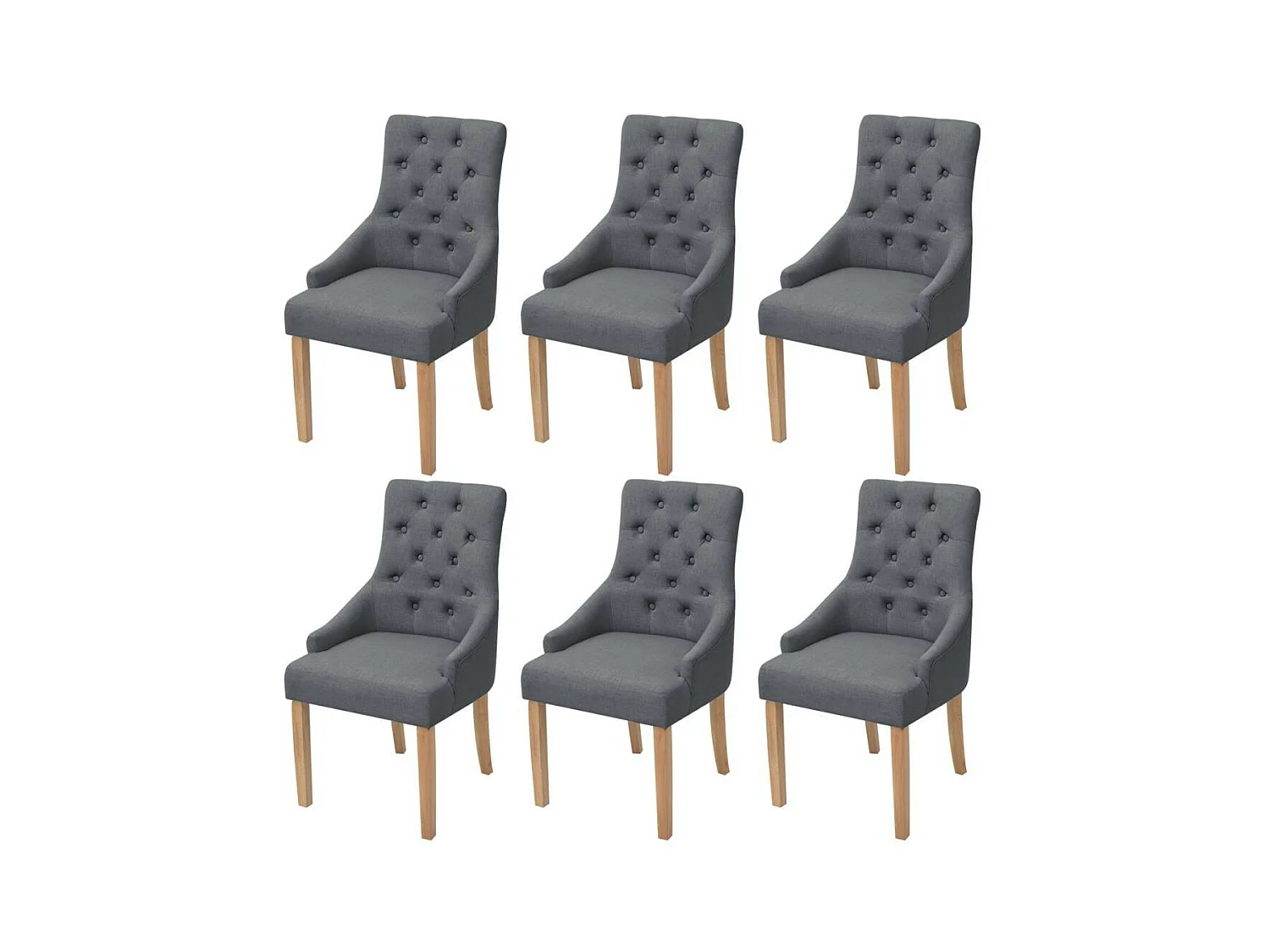 Chaises de salle à manger 6 pcs Gris foncé Tissu