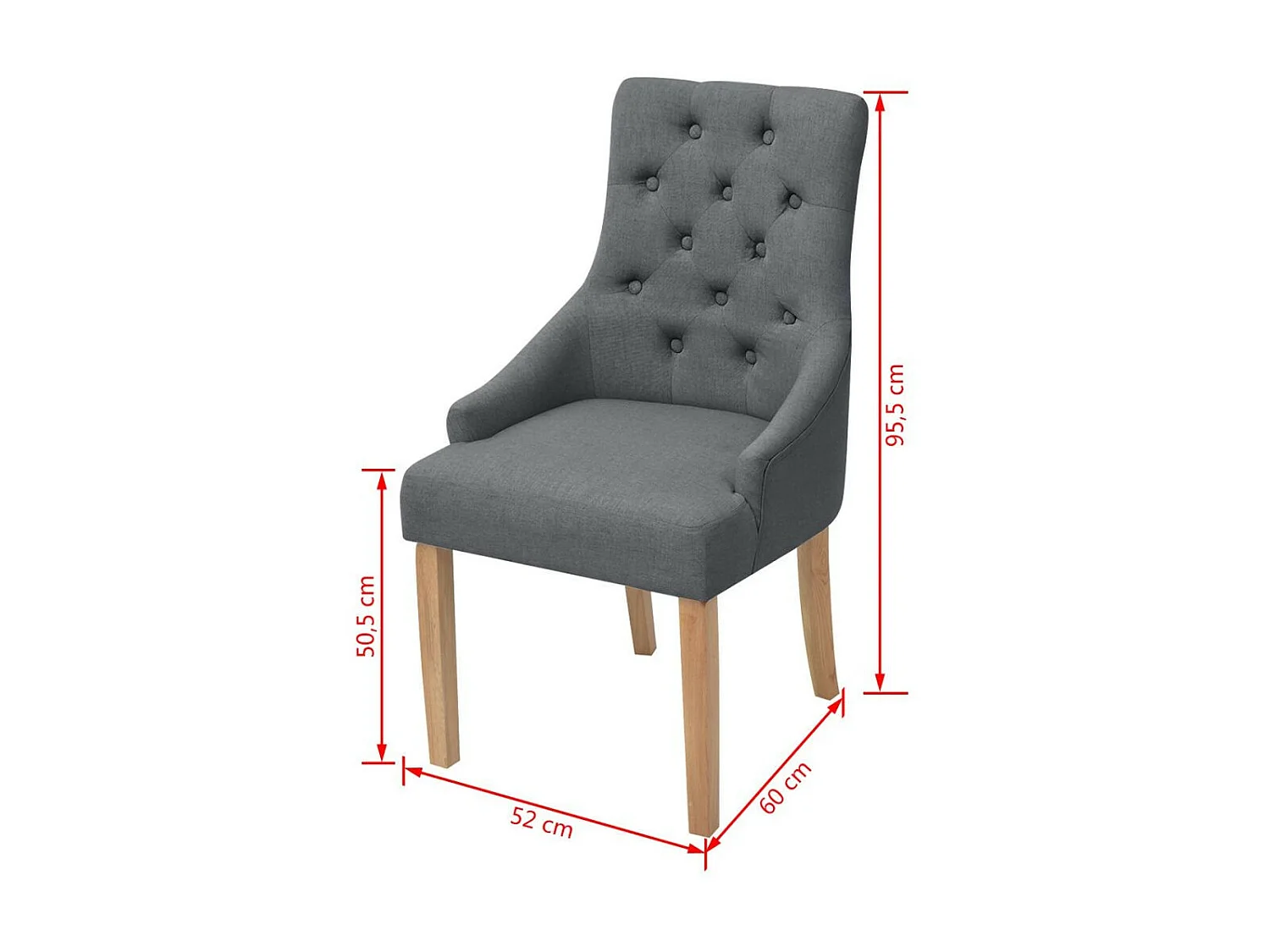 Chaises de salle à manger 6 pcs Gris foncé Tissu