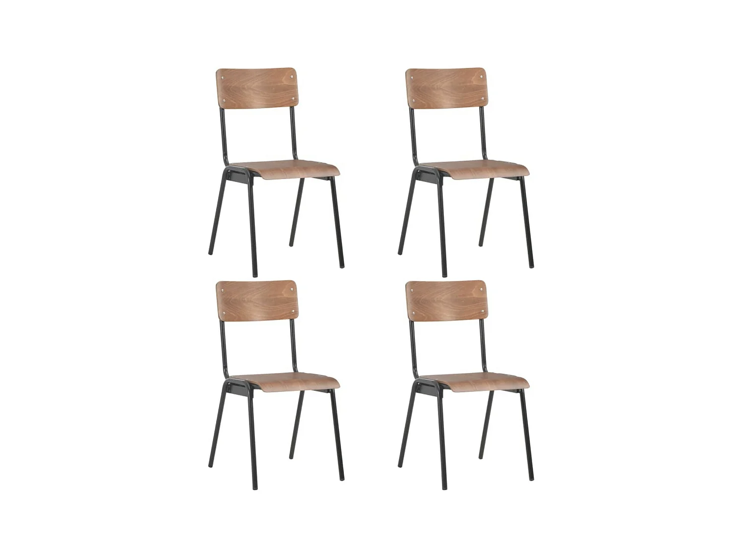Chaise bois foncé et pieds métal noir Kaem - Lot de 4